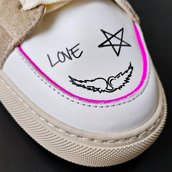 Zadig & Voltaire Women High Flash 100% Leather Sneaker with Side Zip in Paradise - Picture 4 of 16